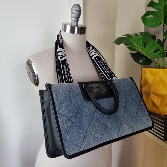 Steve Madden Denim Satchel Handbag NEW! - Picture 4 of 13